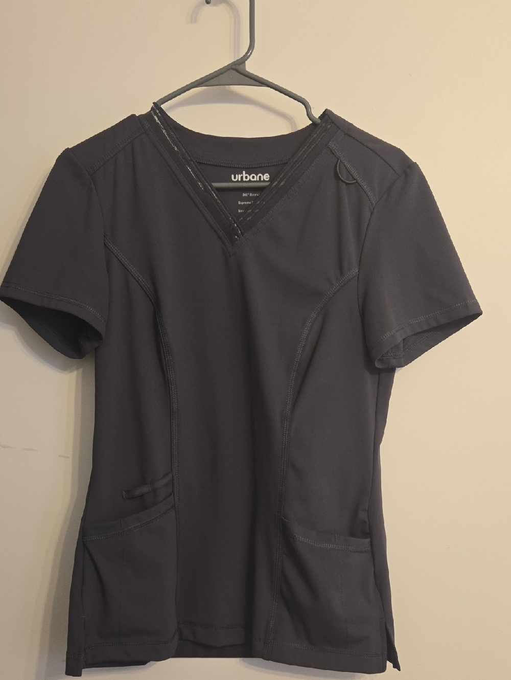 Urbane V-Neck Scrub Top in Charcoal
